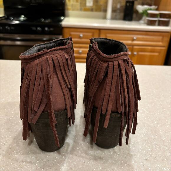 Independent Boot Co 6.5C Brown Leather Tassel Cowgirl Western Suede Booties*READ - Picture 9 of 12
